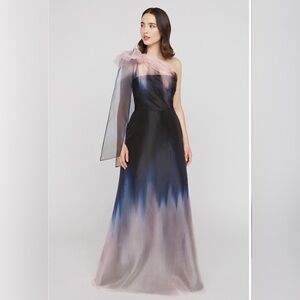 Kay Unger One-Shoulder Evening Gown